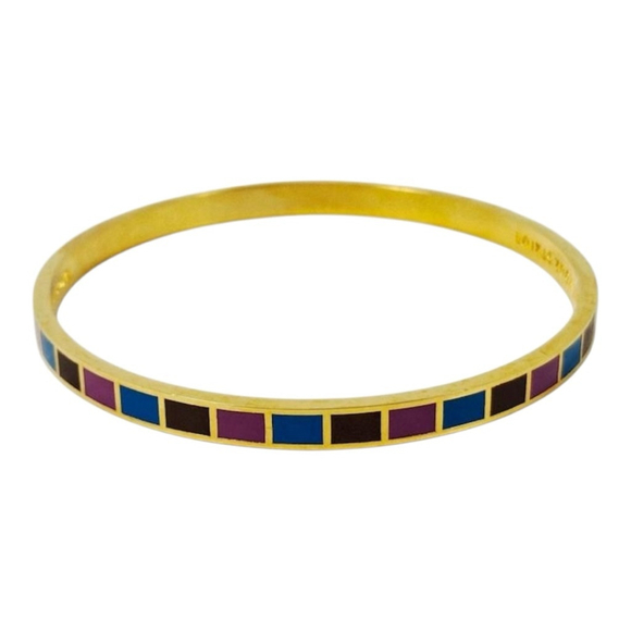 Kate Spade “Hit Your Stride”Gold Blue Purple Brown Enamel Bangle Bracelet 1865 - Picture 5 of 5